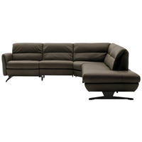 ECKSOFA Graubraun Echtleder  - Graubraun/Schwarz, Design, Leder/Metall (286/258cm) - Schöner Wohnen