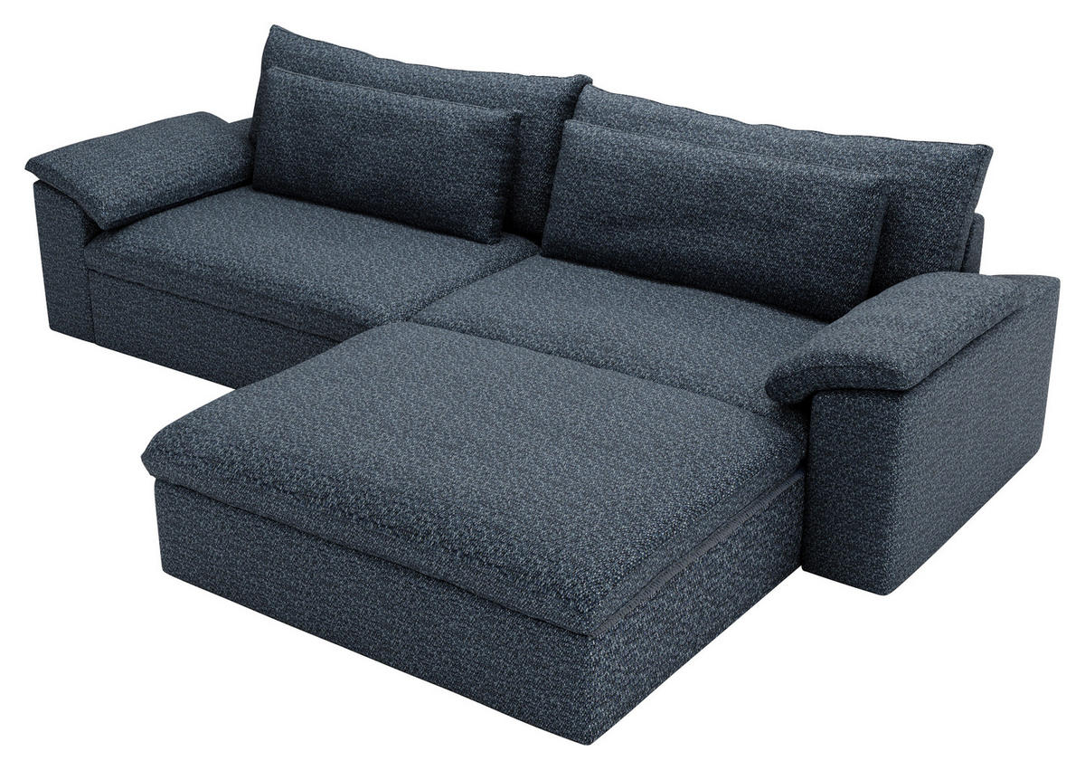ECKSOFA  in Webstoff Blau  306/198 cm  - Blau/Schwarz, MODERN, Kunststoff/Textil (306/198cm) - Carryhome