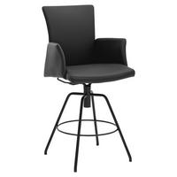 BARHOCKER Echtleder Schwarz Lederauswahl, Stoffauswahl, Typenauswahl, automatische Rückholfunktion  - Schwarz, Design, Leder/Metall (56/124/58cm) - Musterring