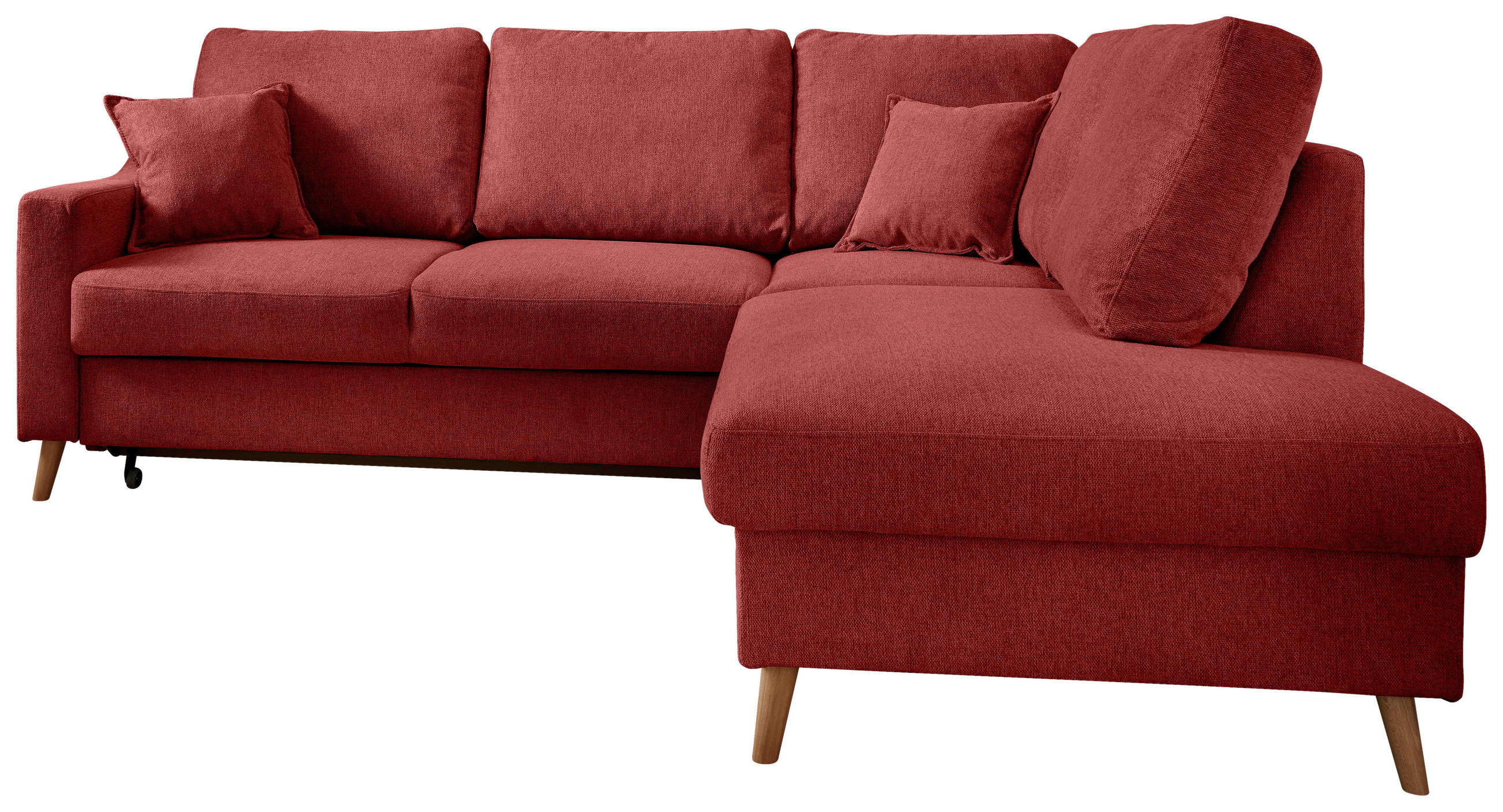 ECKSOFA in Chenille Rot  - Rot/Naturfarben, Modern, Holz/Textil (230/200cm) - Livetastic