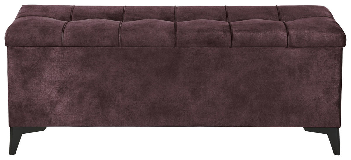 BETTBANK Mikrovelours Aubergine  - Aubergine/Schwarz, KONVENTIONELL, Kunststoff/Textil (139/58/50cm) - Modante