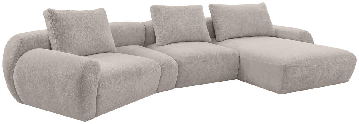 ECKSOFA Hellgrau Chenille  - Hellgrau/Schwarz, KONVENTIONELL, Kunststoff/Textil (362/176cm) - Carryhome