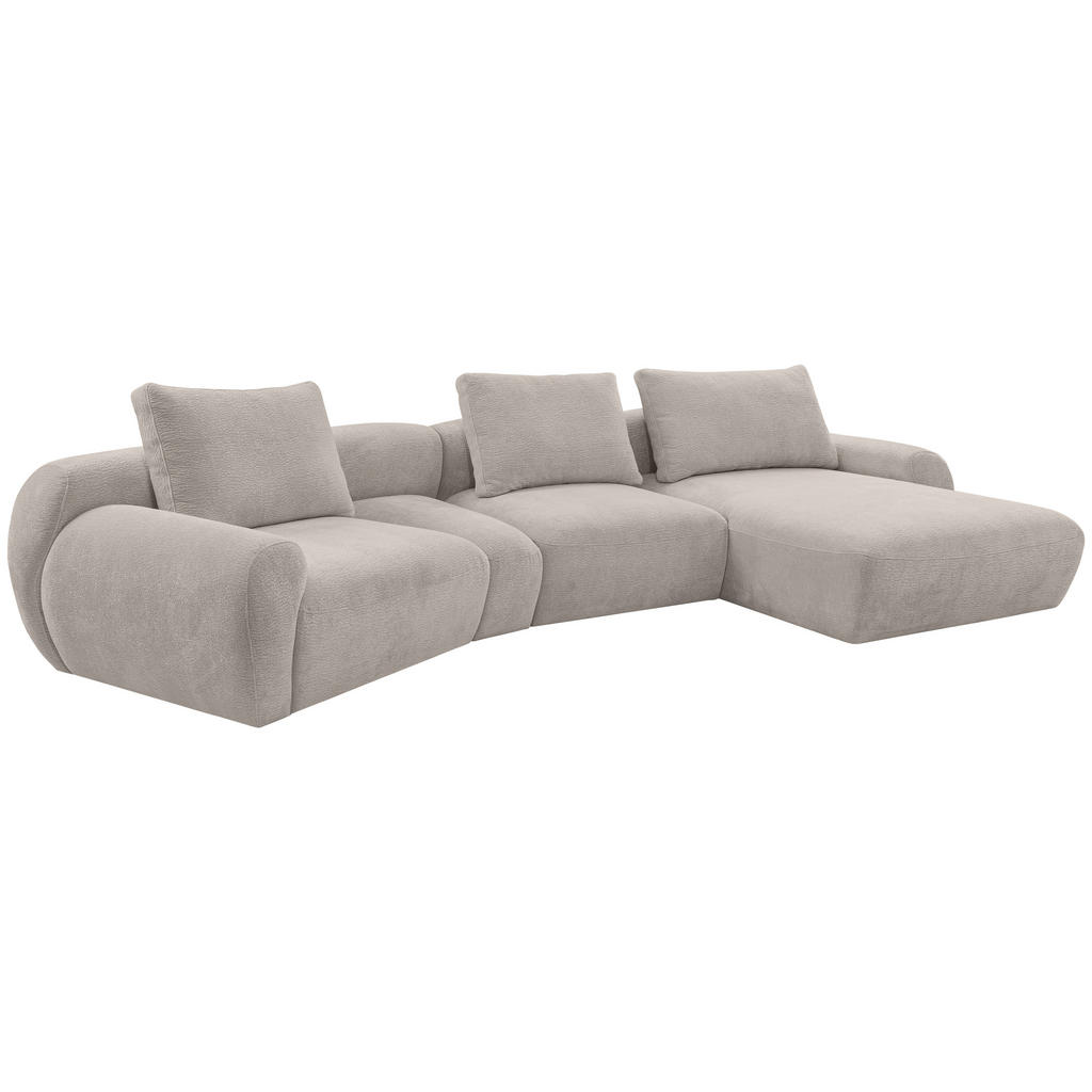 Thumbnail - Carryhome Ecksofa, Hellgrau, Textil, 4-Sitzer, Füllung: Silikon, Ottomane rechts, organische Form, 362x176 cm, seitenver...