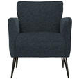 SESSEL in Chenille, Mikrofaser Dunkelblau  - Schwarz/Dunkelblau, Design, Textil/Metall (68/78/76cm) - Johann Jakob
