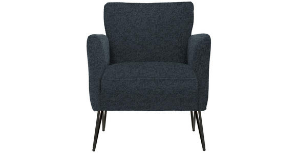 SESSEL in Chenille, Mikrofaser Dunkelblau - Schwarz/Dunkelblau, Design, Textil/Metall (68/78/76cm) - Johann Jakob