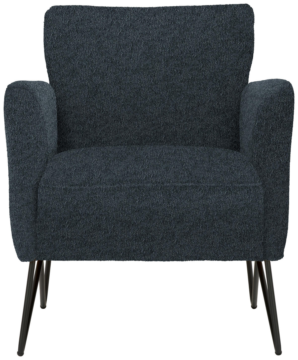 SESSEL in Chenille, Mikrofaser Dunkelblau  - Schwarz/Dunkelblau, Design, Textil/Metall (68/78/76cm) - Johann Jakob
