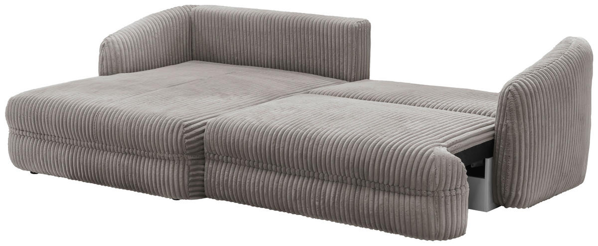 ECKSOFA in Cord Taupe  - Taupe/Silberfarben, Design, Kunststoff/Textil (161/284cm) - Livetastic