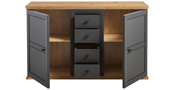 SIDEBOARD Anthrazit, Eiche Artisan Einlegeböden - Anthrazit/Eiche Artisan, LIFESTYLE, Holzwerkstoff/Metall (148,6/89,5/43cm) - Hom`in