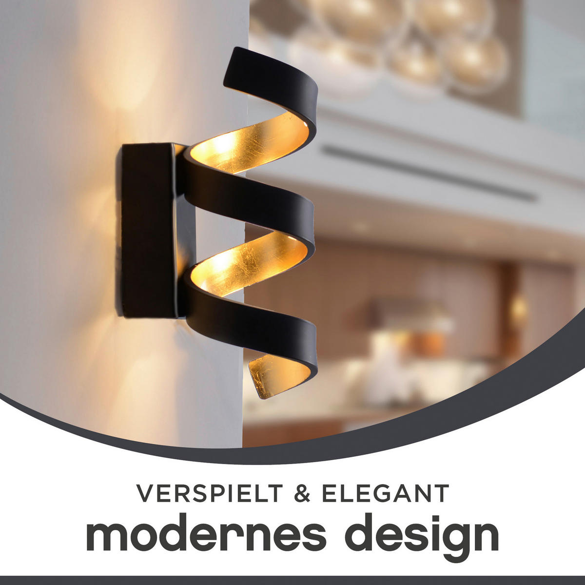 LED-WANDLEUCHTE Helix   - Goldfarben/Schwarz, Basics, Metall (26/10/13,5cm)