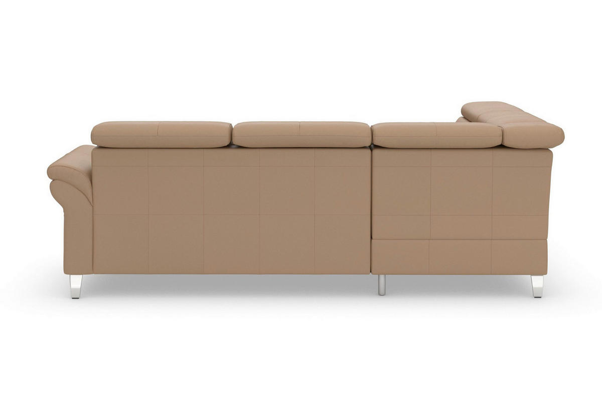 ECKSOFA 194/245 cm ARNGAST E in Echtleder Cappuccino Bettkasten, Kopfteilverstellung, Liegefläche im Originalstoff  194/245 cm  - Chromfarben/Cappuccino, Basics, Leder/Metall (194/245cm) - Sit & More
