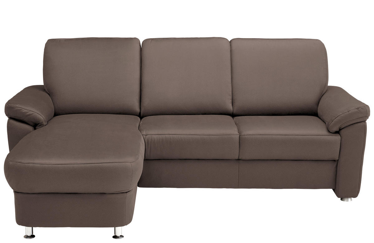 ECKSOFA Flachgewebe Dunkelbraun  - Chromfarben/Dunkelbraun, Konventionell, Textil/Metall (163/250cm) - Beldomo System