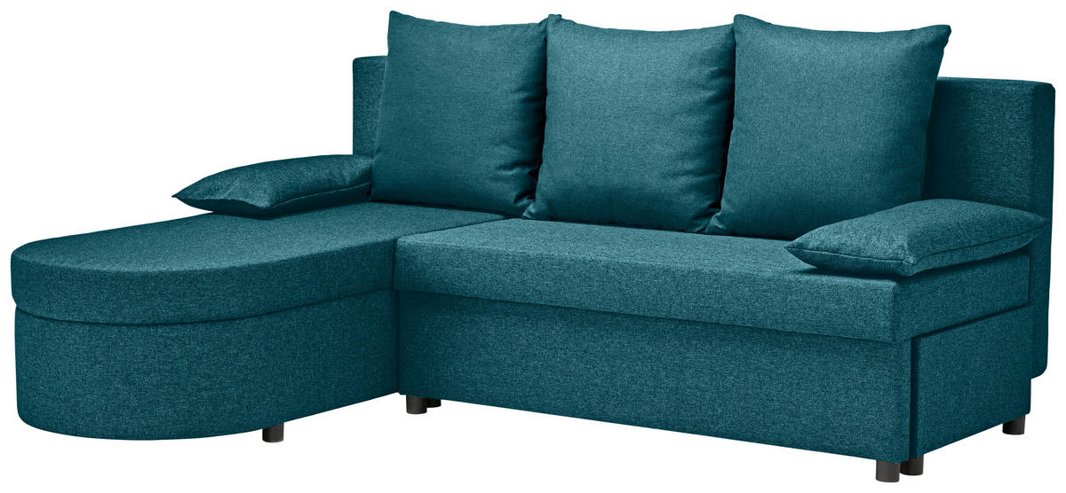ECKSOFA in Webstoff Türkis  - Türkis/Anthrazit, Konventionell, Kunststoff/Textil (159/196cm) - Ti'me