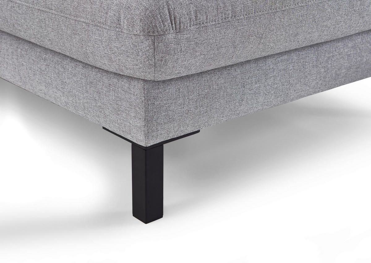 ECKSOFA in Flachgewebe Hellgrau  - Hellgrau/Schwarz, Design, Holzwerkstoff/Textil (272/217cm) - Pure Home Comfort