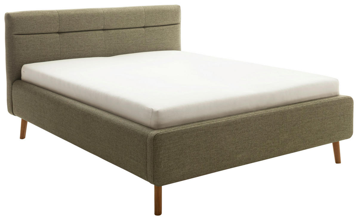 POLSTERBETT Lotte Lattenrost, Bettkasten 180/200 cm  in Grün  - Eichefarben/Birkefarben, KONVENTIONELL, Holz/Textil (180/200cm) - Boxxx