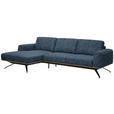 ECKSOFA in Struktur Blau 157/262 cm - Blau/Schwarz, Design, Textil/Metall (157/262cm) - Novel