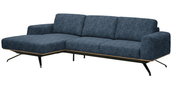 ECKSOFA in Struktur Blau 157/262 cm - Blau/Schwarz, Design, Textil/Metall (157/262cm) - Novel