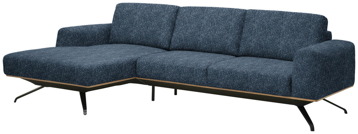 ECKSOFA in Struktur Blau  - Blau/Schwarz, Design, Textil/Metall (157/262cm) - Novel