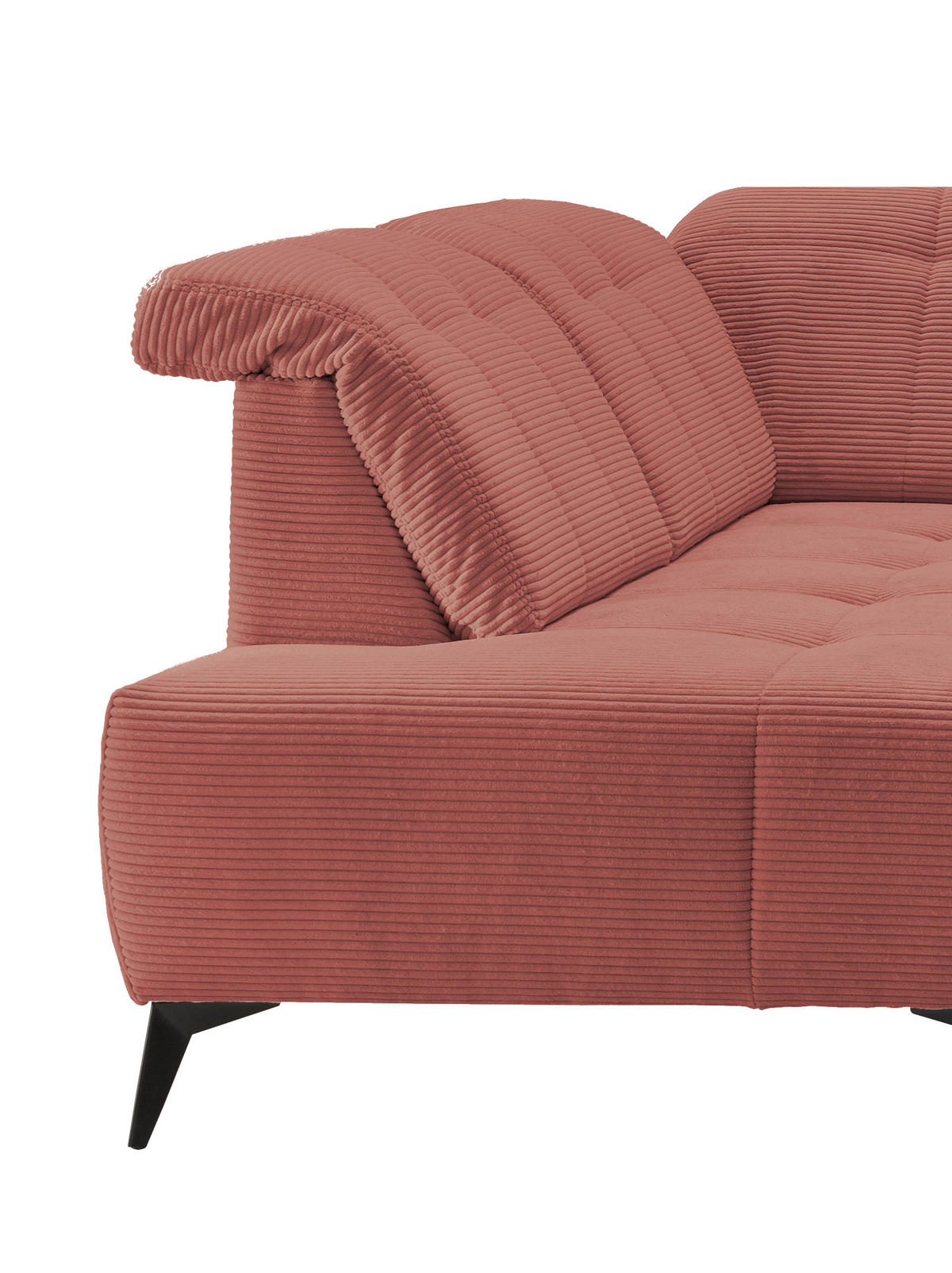 WOHNLANDSCHAFT SANO Koralle Cord  - Koralle/Schwarz, MODERN, Textil/Metall (200/337/180cm) - Livetastic