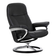 SESSEL CONSUL S Echtleder - Schwarz, KONVENTIONELL, Leder/Holz (78/97/70cm) - Stressless