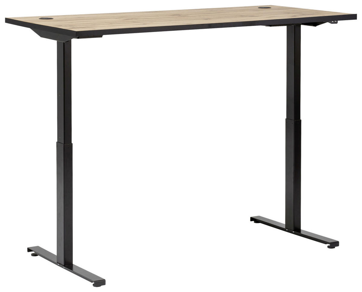 SCHREIBTISCH  in Eichefarben  - Eichefarben/Schwarz, KONVENTIONELL, Holzwerkstoff/Metall (160/70,5-117/75cm) - MID.YOU
