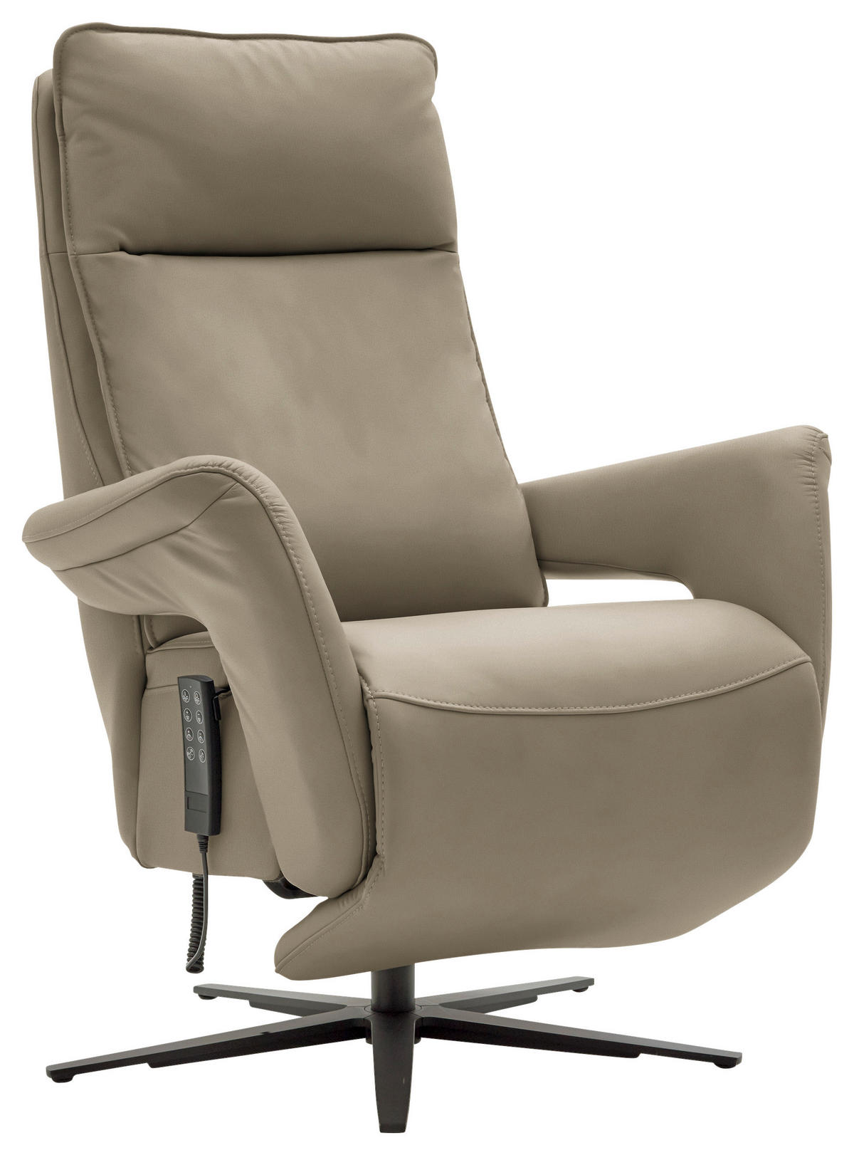 RELAXSESSEL in Leder Hellbraun  - Hellbraun/Schwarz, Design, Leder/Metall (83/116/87cm) - Valdera