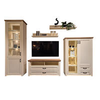 WOHNWAND  in Creme, Eichefarben  373/220/43 cm  - Eichefarben/Creme, LIFESTYLE, Glas/Holz (373/220/43cm) - Landscape