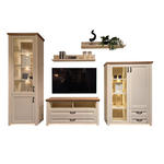 WOHNWAND  in Creme, Eichefarben  373/220/43 cm  - Eichefarben/Creme, LIFESTYLE, Glas/Holz (373/220/43cm) - Landscape