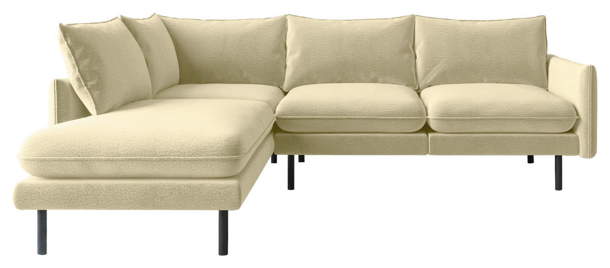 ECKSOFA in Flachgewebe Beige  - Beige/Schwarz, Design, Textil/Metall (204/267cm) - Livetastic