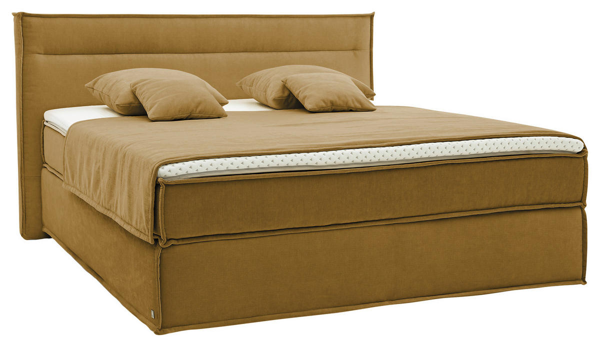 BOXSPRINGBETT 180/200 cm  in Senfgelb  - Senfgelb/Schwarz, Design, Textil (180/200cm) - Musterring
