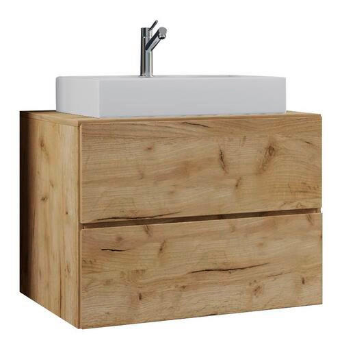 MEUBLE-LAVABO 80/64,2/51,4 cm  - chêne miel/blanc, Modern, céramique/matériau de bois (80/64,2/51,4cm) - MID.YOU