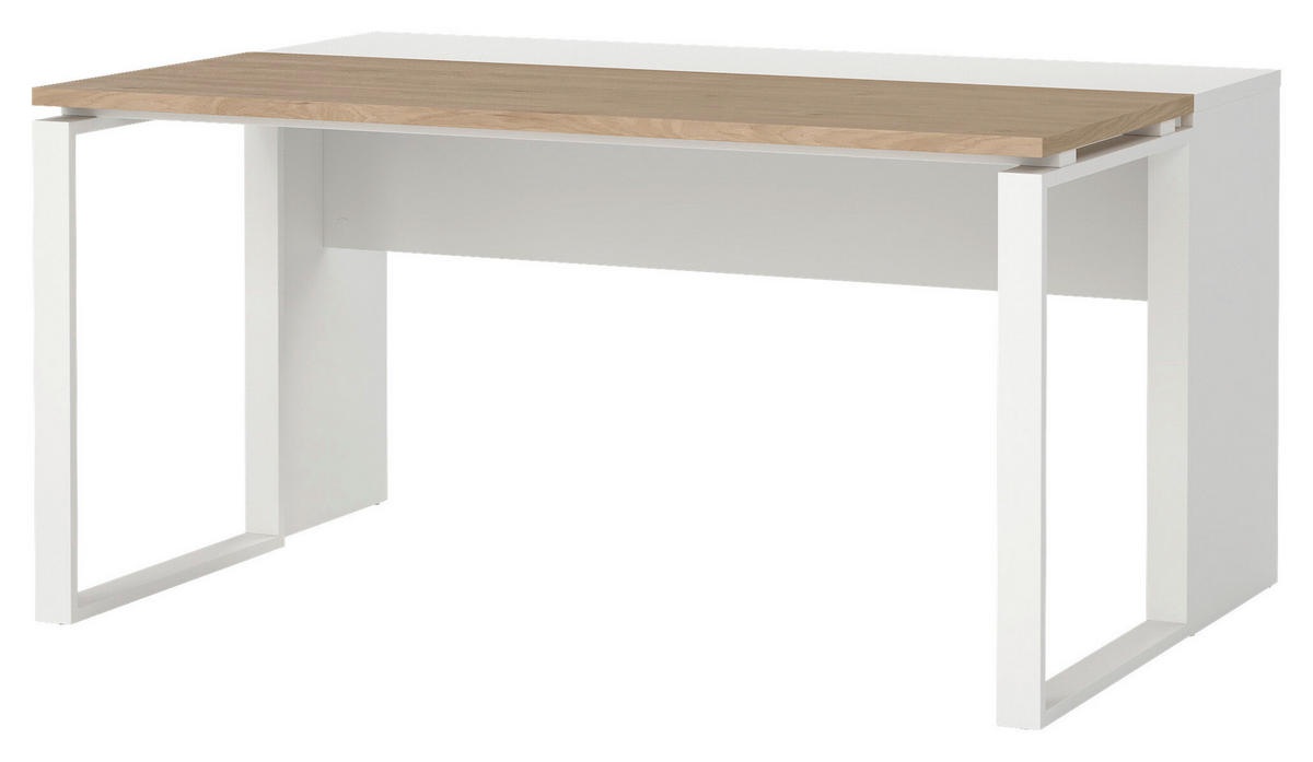 SCHREIBTISCHKOMBINATION Weiß, Eichefarben  - Eichefarben/Weiß, MODERN, Holzwerkstoff (160/100/75,6cm) - MID.YOU