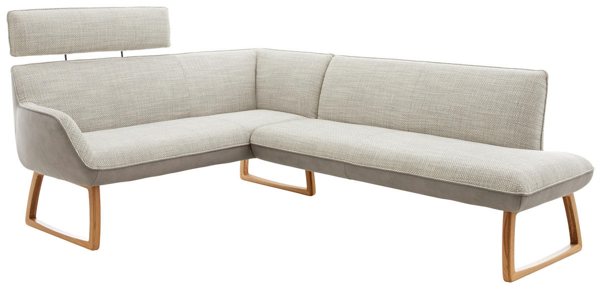 ECKBANK 182/238 cm Mikrofaser, Bouclé Grau Holz   - Wildeiche/Grau, Design, Holz/Textil (182/238cm) - Koinor