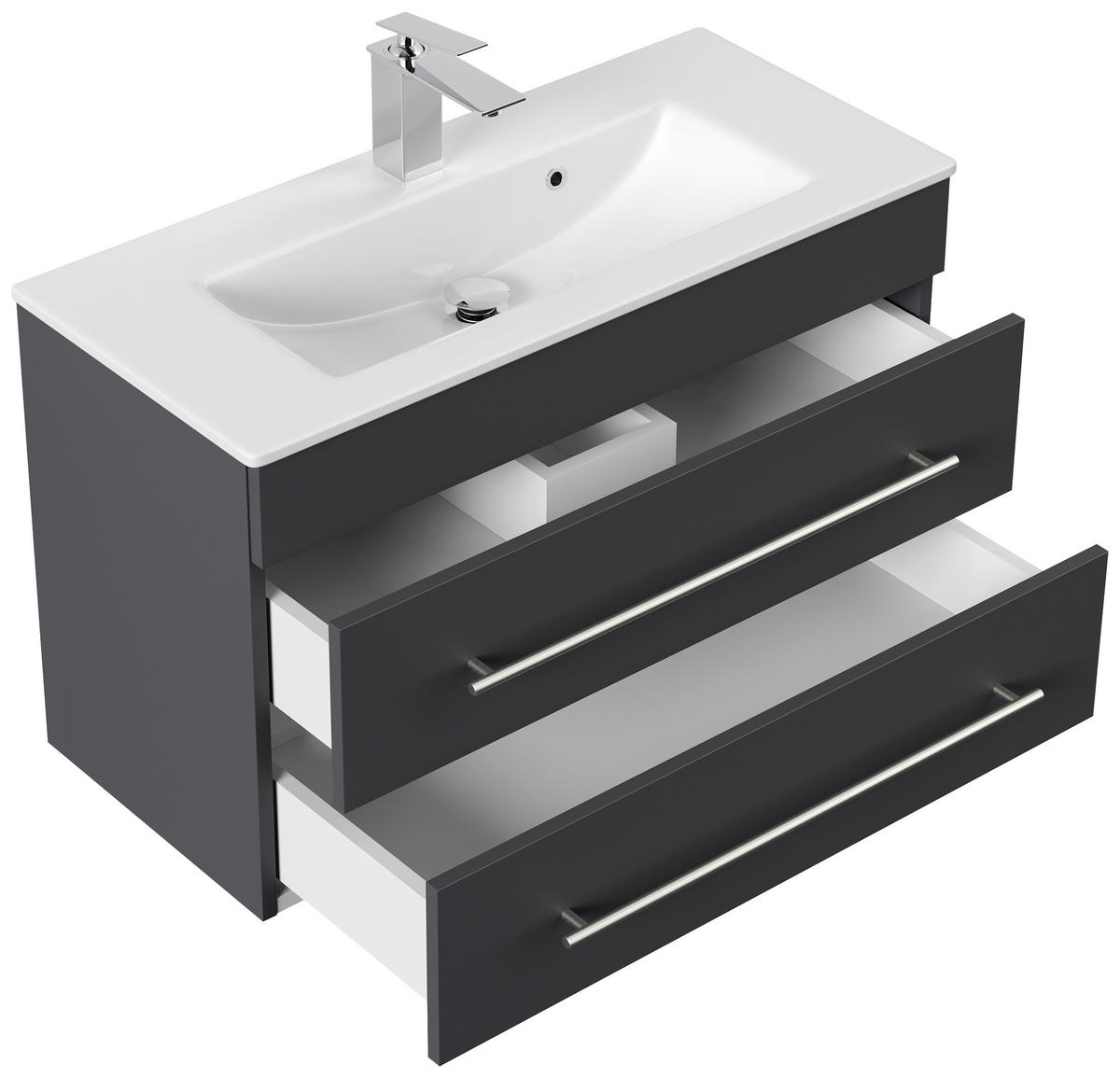 BADEZIMMER  in 80,4 cm  - Silberfarben/Graphitfarben, MODERN, Keramik/Holzwerkstoff (80,4cm) - MID.YOU