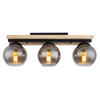 DECKENLEUCHTE    60/15/20,5 cm  - Schwarz/Naturfarben, Natur, Glas/Holz (60/15/20,5cm) - Globo