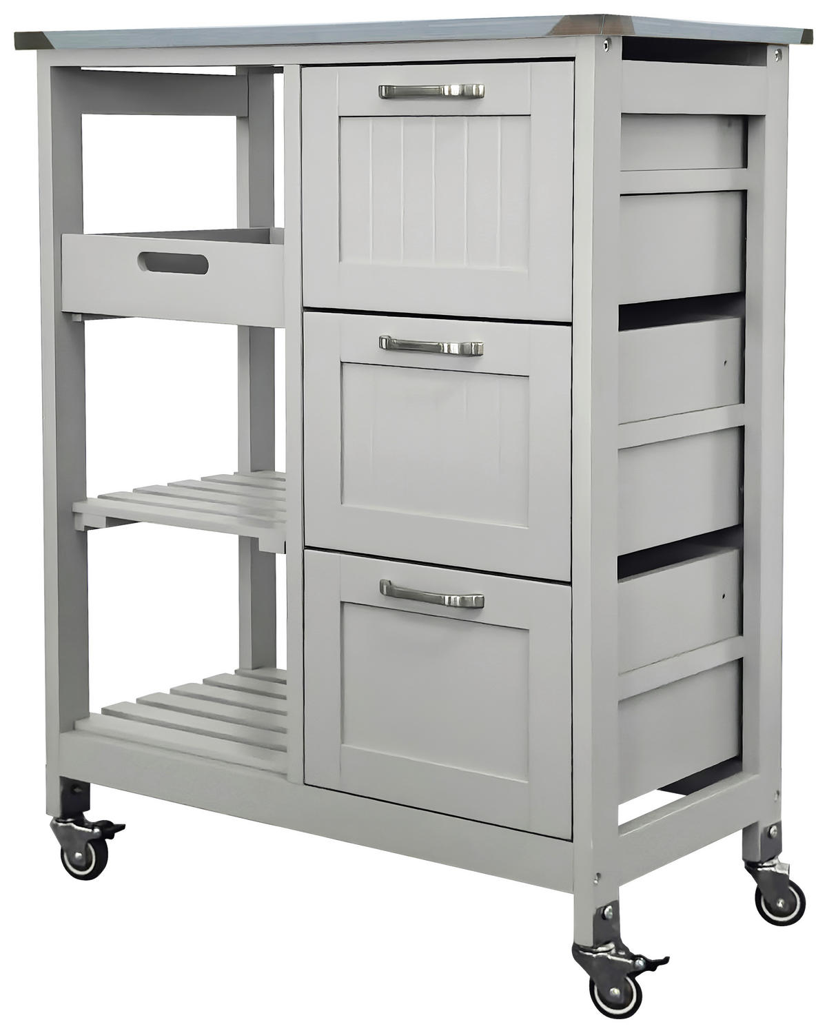 SERVIERWAGEN Weiß  - Silberfarben/Schwarz, Basics, Holzwerkstoff/Kunststoff (67/84/37cm) - MID.YOU