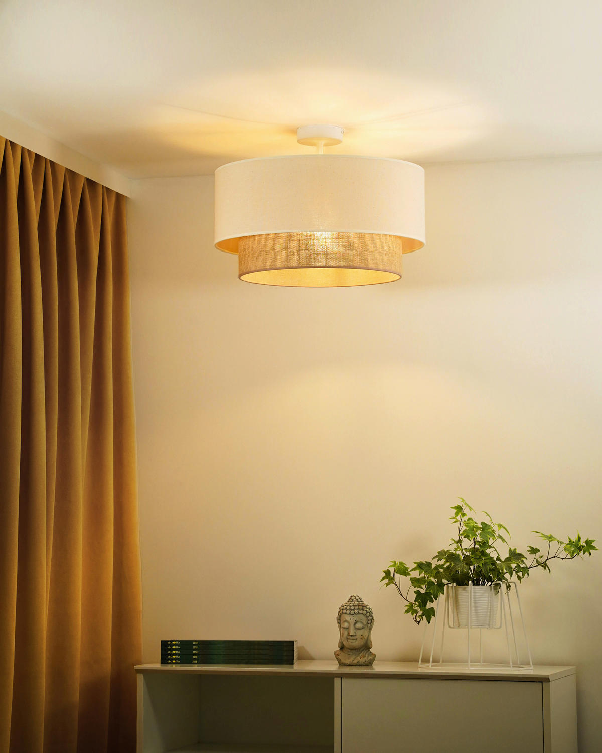 DECKENLEUCHTE Boho 45/30 cm   - Beige, Natur, Textil (45/30cm)