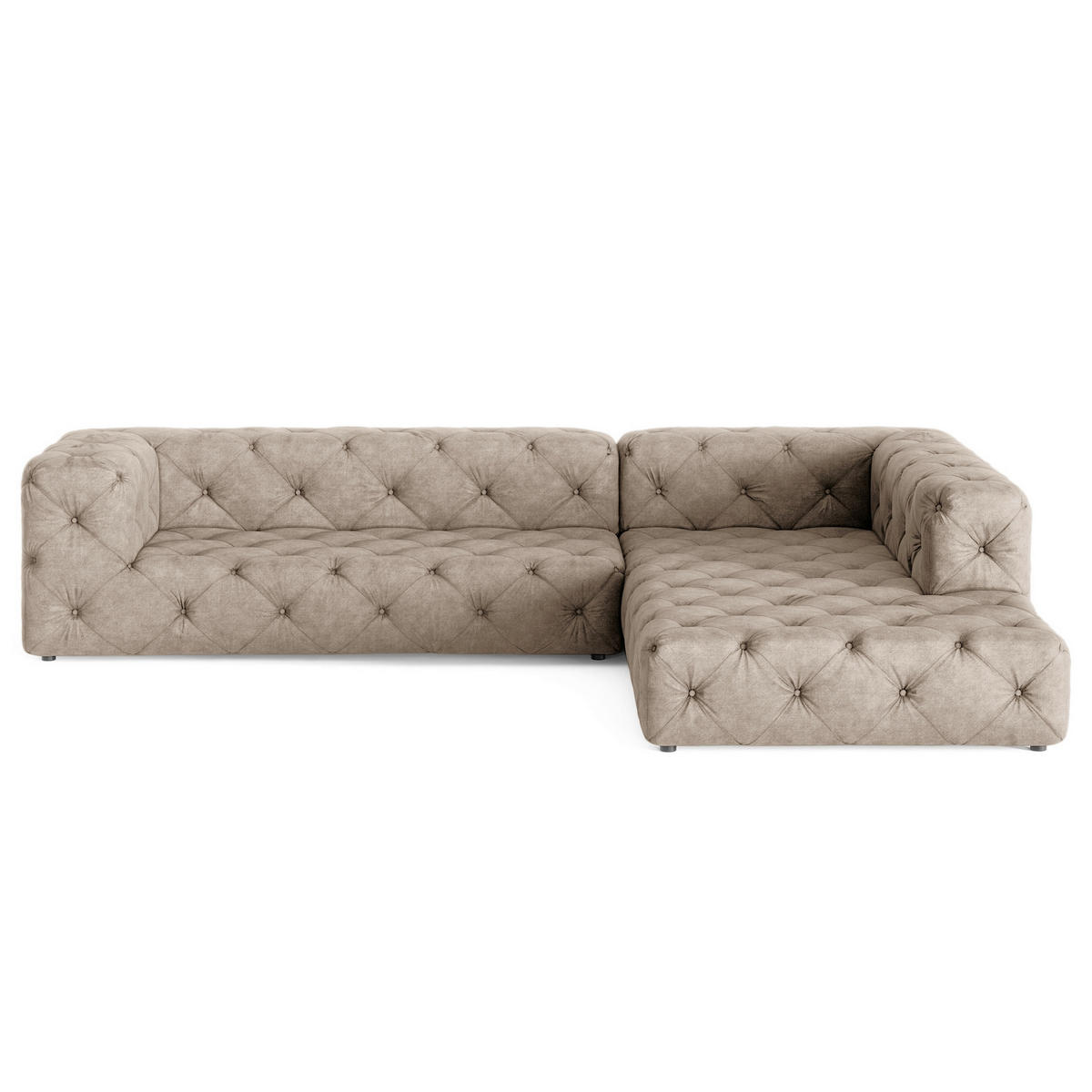 ECKSOFA Mikrofaser Cappuccino  - Schwarz/Cappuccino, Design, Kunststoff/Textil (325/228cm) - P & B
