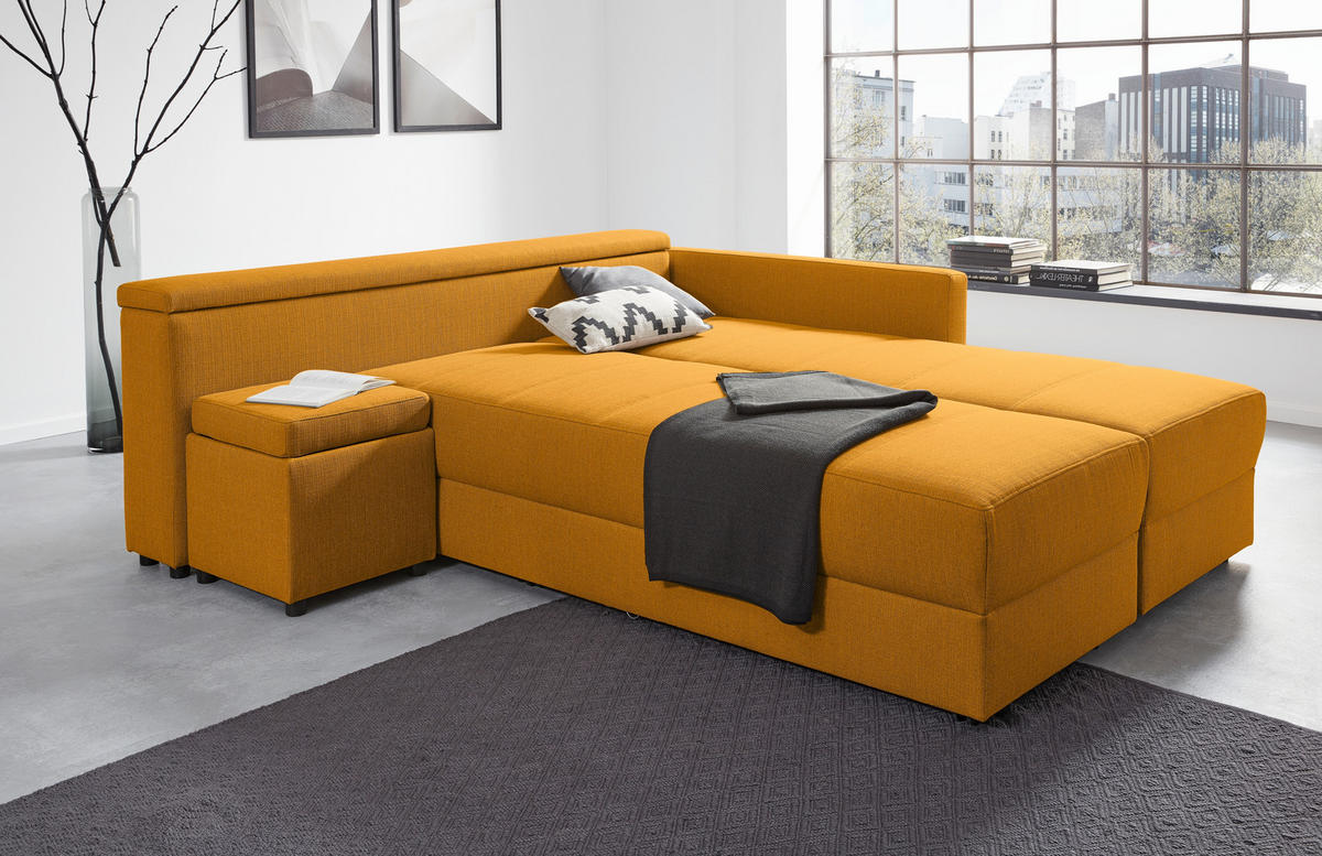 ECKSOFA LOOKS III Gelb Webstoff  - Gelb/Schwarz, Design, Kunststoff/Textil (229/287cm) - LOOKS by W.Joop