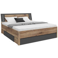 STAURAUMBETT 180/200 cm,  in Graphitfarben, Eiche dunkel,  - Eiche dunkel/Eichefarben, KONVENTIONELL, Holzwerkstoff (180/200cm)