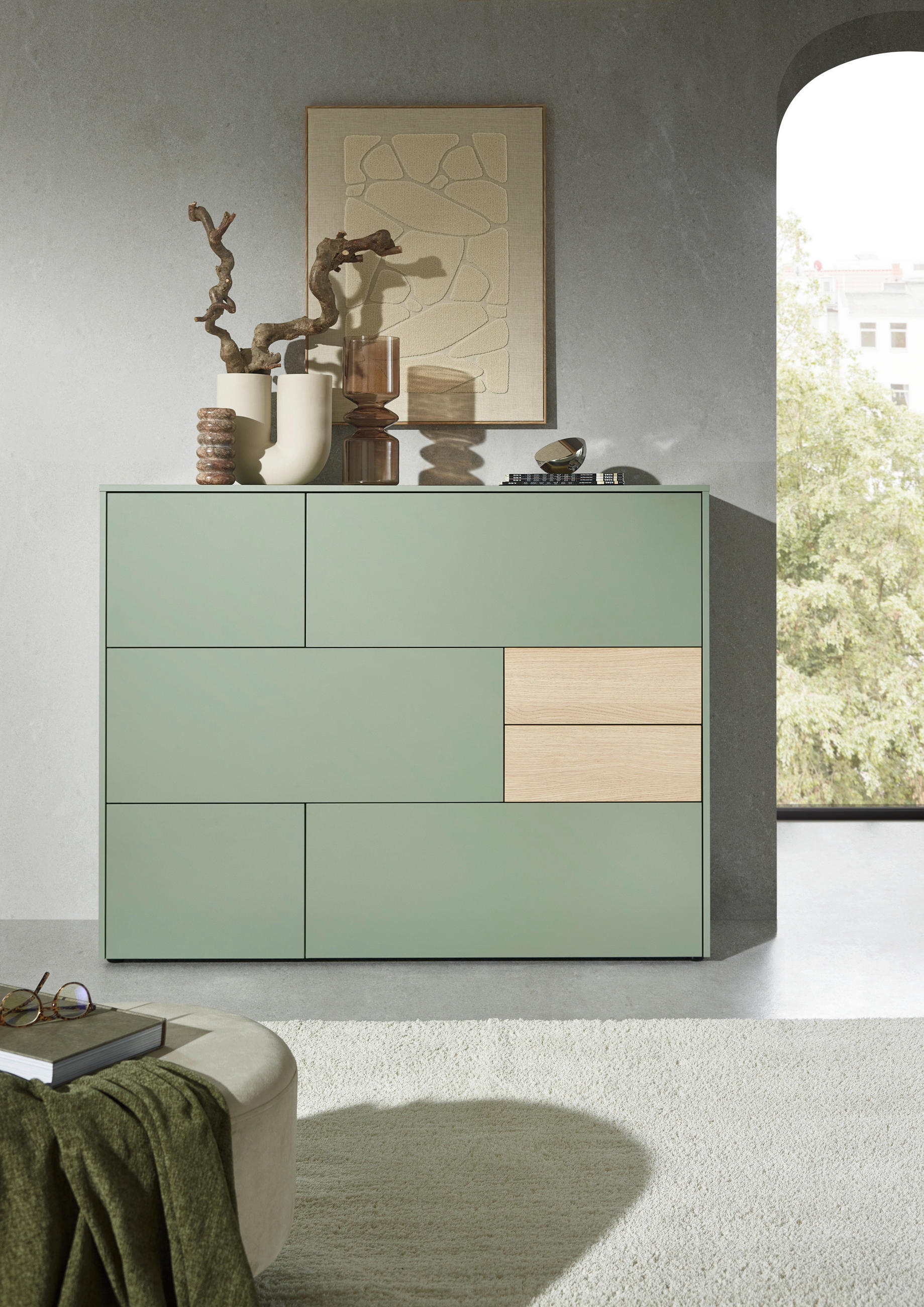 HIGHBOARD  in 139/109/41 cm  - Eichefarben/Schwarz, Design, Holzwerkstoff/Kunststoff (139/109/41cm) - Voleo