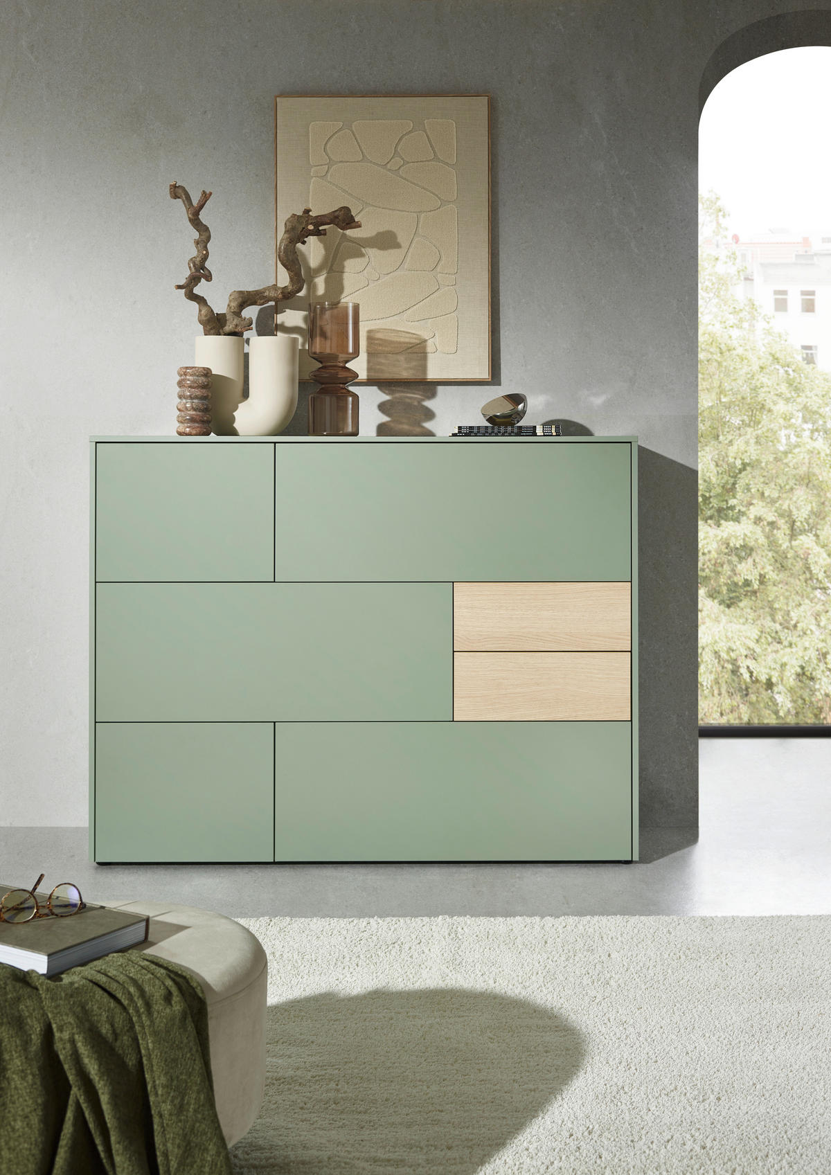 HIGHBOARD  in 139/109/41 cm  - Eichefarben/Schwarz, Design, Holzwerkstoff/Kunststoff (139/109/41cm) - Voleo