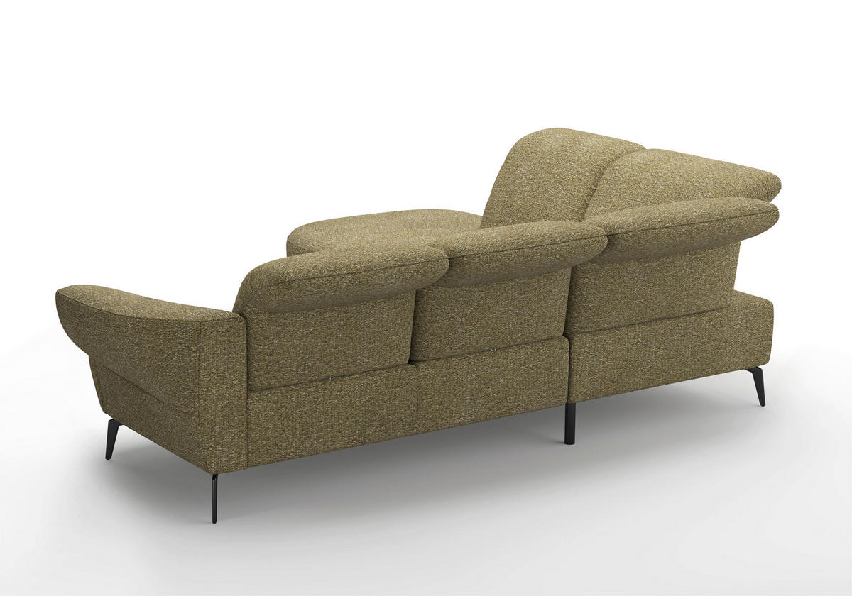 ECKSOFA DANCE E Olivgrün Chenille  - Schwarz/Olivgrün, MODERN, Textil/Metall (270/302cm) - Sit & More