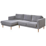 ECKSOFA  in Flachgewebe Hellgrau   - Buchefarben/Hellgrau, KONVENTIONELL, Holz/Textil (154/240cm) - Carryhome