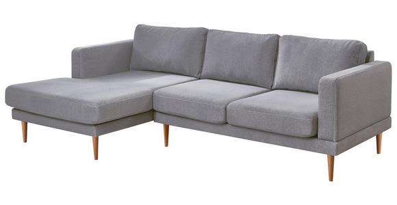 ECKSOFA  in Flachgewebe Hellgrau   - Buchefarben/Hellgrau, KONVENTIONELL, Holz/Textil (154/240cm) - Carryhome