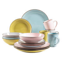 KOMBISERVICE Metallic Rim 16-teilig  - Blau/Rosa, Basics, Keramik (37/23,5/32,3cm) - Mäser