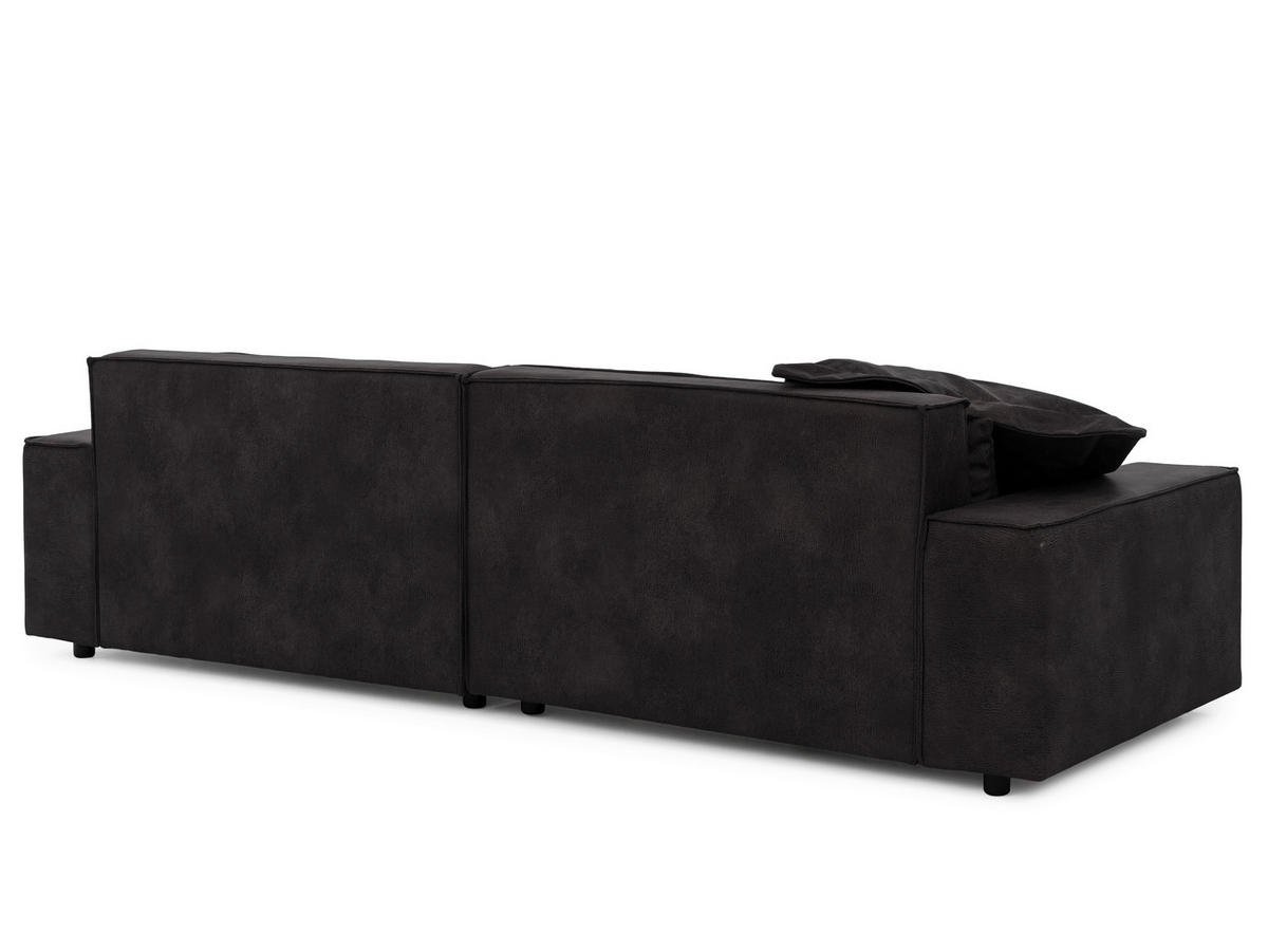 ECKSOFA Curduroy in Lederlook Anthrazit Rückenkissen  251/142 cm  - Anthrazit/Schwarz, Design, Kunststoff/Textil (251/142cm) - P & B