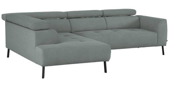 ECKSOFA in Chenille Silberfarben  205/280 cm  - Silberfarben/Schwarz, Design, Textil/Metall (205/280cm) - Xora