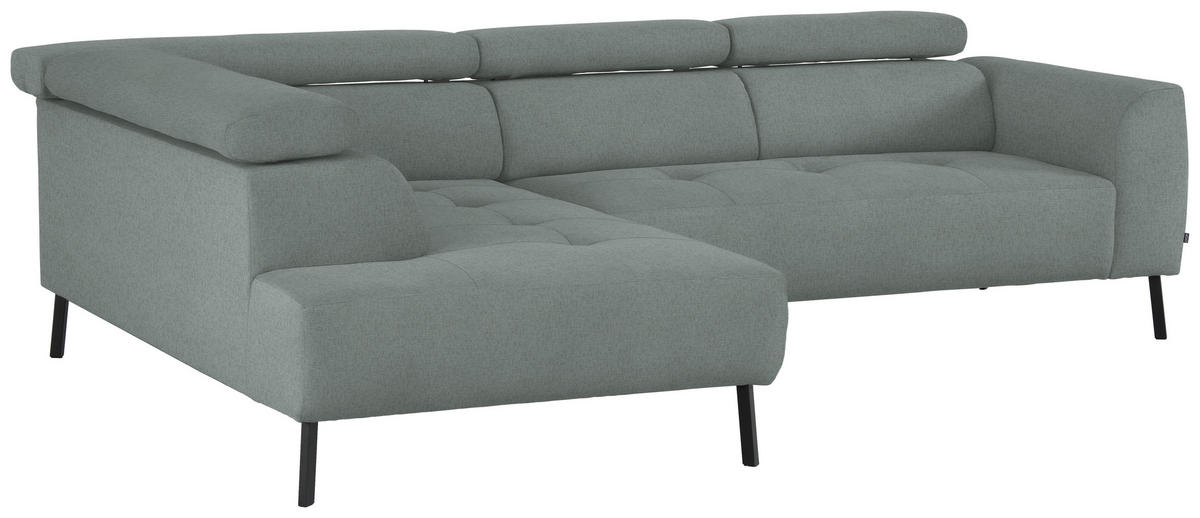 ECKSOFA in Chenille Silberfarben  205/280 cm  - Silberfarben/Schwarz, Design, Textil/Metall (205/280cm) - Xora