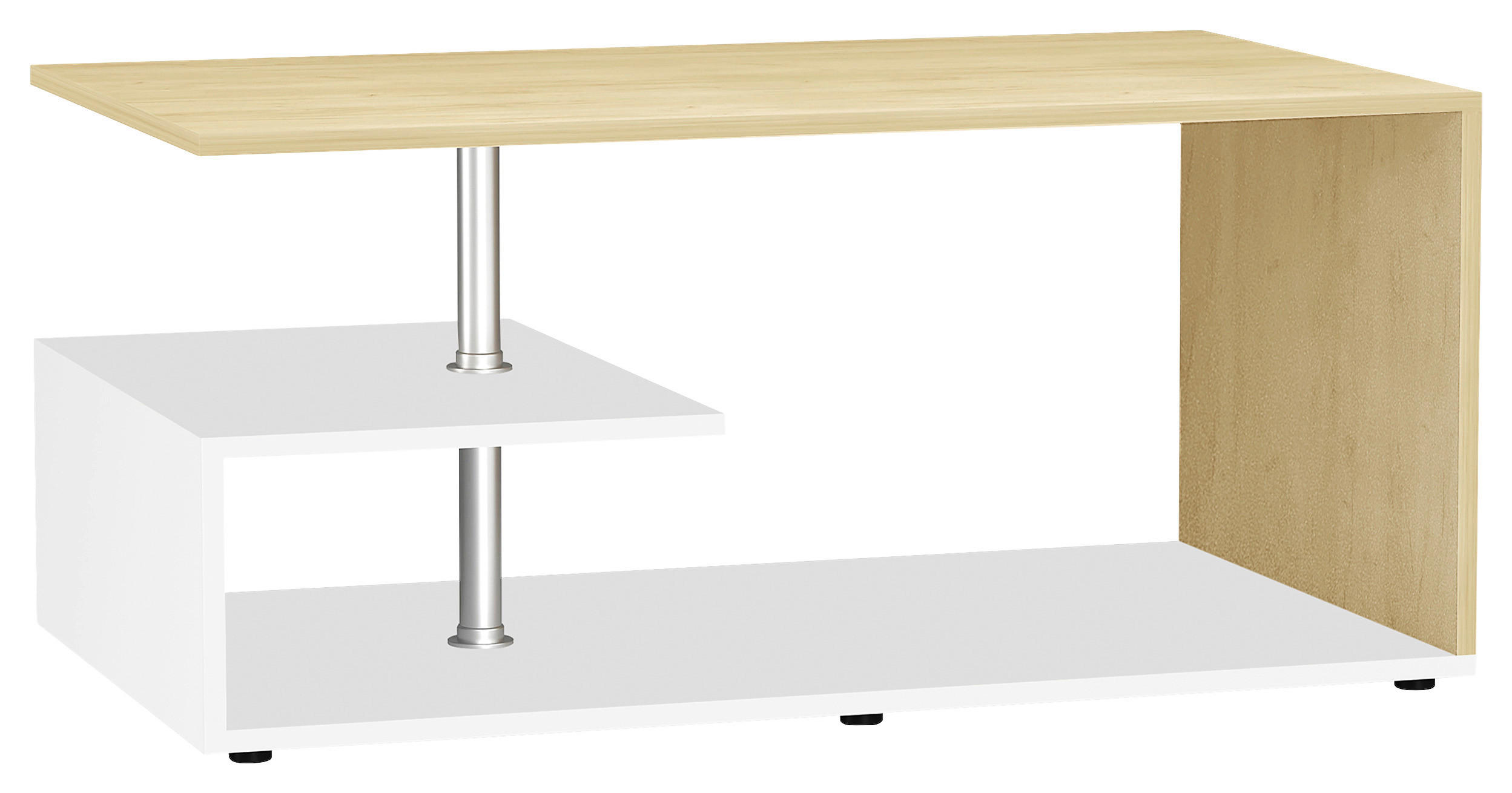 COUCHTISCH Maliso 91/53/42 cm rechteckig Weiß, Honigeiche  - Honigeiche/Schwarz, Design, Holzwerkstoff/Kunststoff (91/53/42cm) - MID.YOU