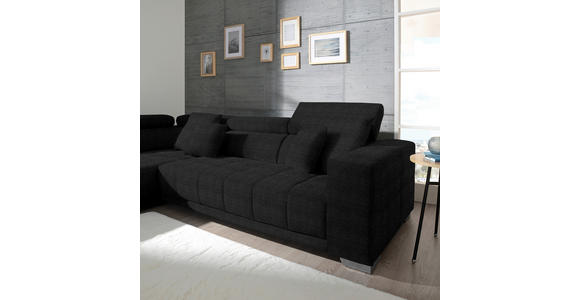 ECKSOFA  in Mikrofaser Graphitfarben  207/301 cm  - Chromfarben/Graphitfarben, Design, Textil/Metall (207/301cm) - Xora